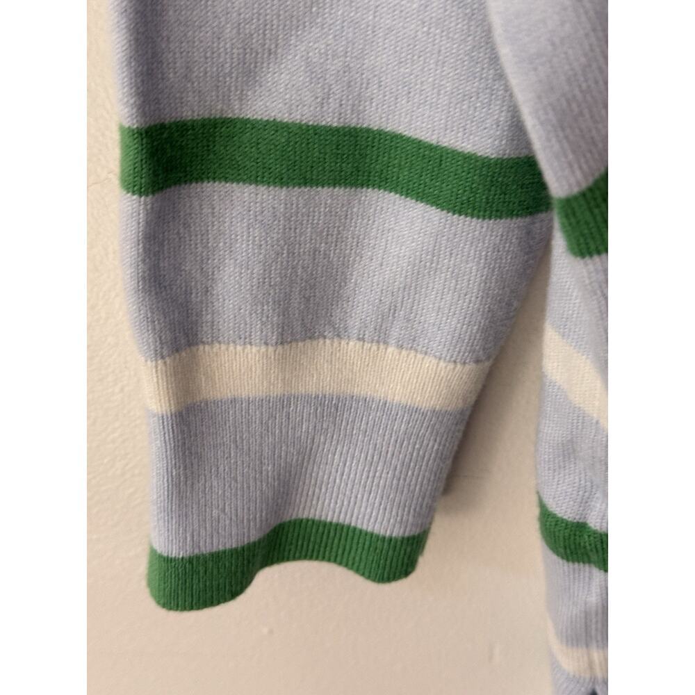 Ann Taylor Silk Blend Striped Sweater Large Blue Green Comfort Classic Preppy - Picture 4 of 8